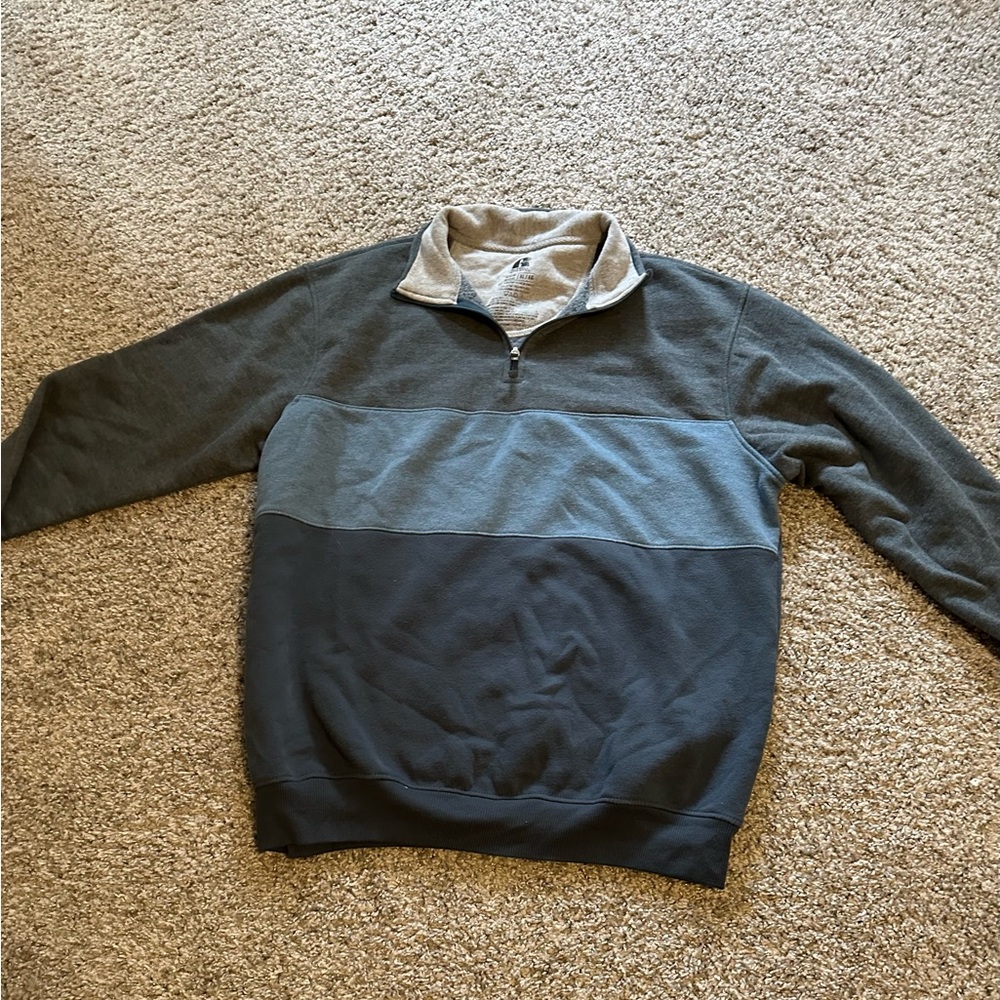 Russell Athletic Men's Black and Gray Zip-Up Sweater
